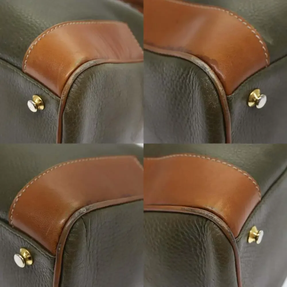 CELINE Boston Bag Leather Khaki Gold